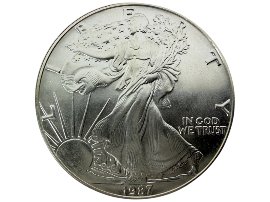 Uncirculated 1987 American Silver Eagle Coin 1 Oz Fine Silver