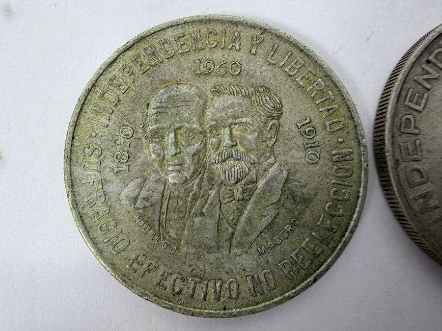 1960 Mexico Silver 10 Pesos Coin And 1956 Mexico 10 Pesos Hidalgo Silver Coin [Photo 2]