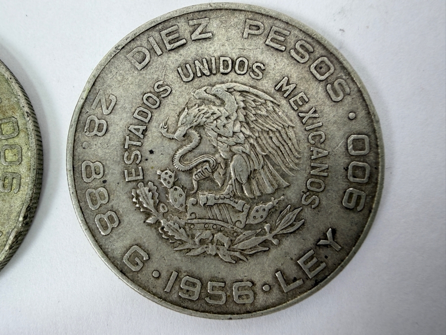 1960 Mexico Silver 10 Pesos Coin And 1956 Mexico 10 Pesos Hidalgo Silver Coin [Photo 6]