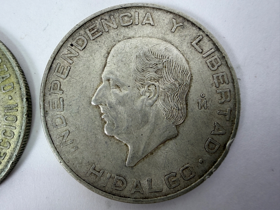 1960 Mexico Silver 10 Pesos Coin And 1956 Mexico 10 Pesos Hidalgo Silver Coin [Photo 3]