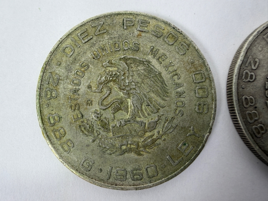 1960 Mexico Silver 10 Pesos Coin And 1956 Mexico 10 Pesos Hidalgo Silver Coin [Photo 5]