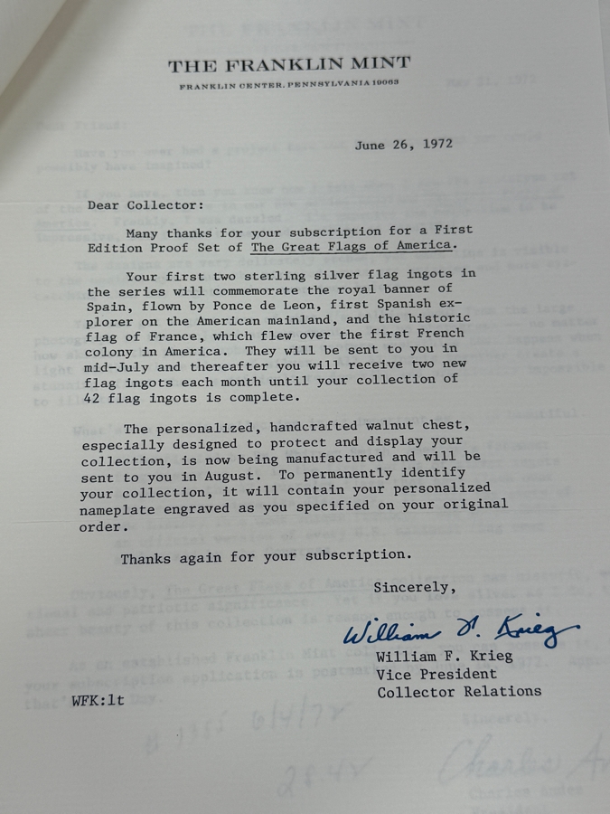 'The Great Flags Of America' Large Sterling Silver Ingot Set Struck By The Franklin Mint Featuring 42 Total United States Flag Sterling Silver Ingots Totaling 50,000 Grains (3,239.9g) Of Sterling Silver In A Walnut Display Case [$7,072 Silver Melt Value] [Photo 16]