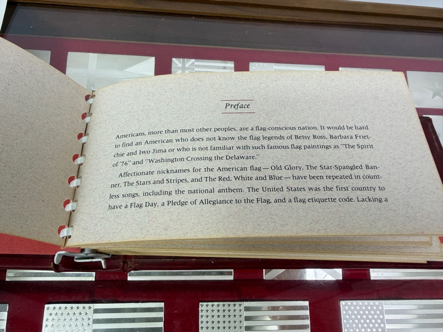 'The Great Flags Of America' Large Sterling Silver Ingot Set Struck By The Franklin Mint Featuring 42 Total United States Flag Sterling Silver Ingots Totaling 50,000 Grains (3,239.9g) Of Sterling Silver In A Walnut Display Case [$7,072 Silver Melt Value] [Photo 23]