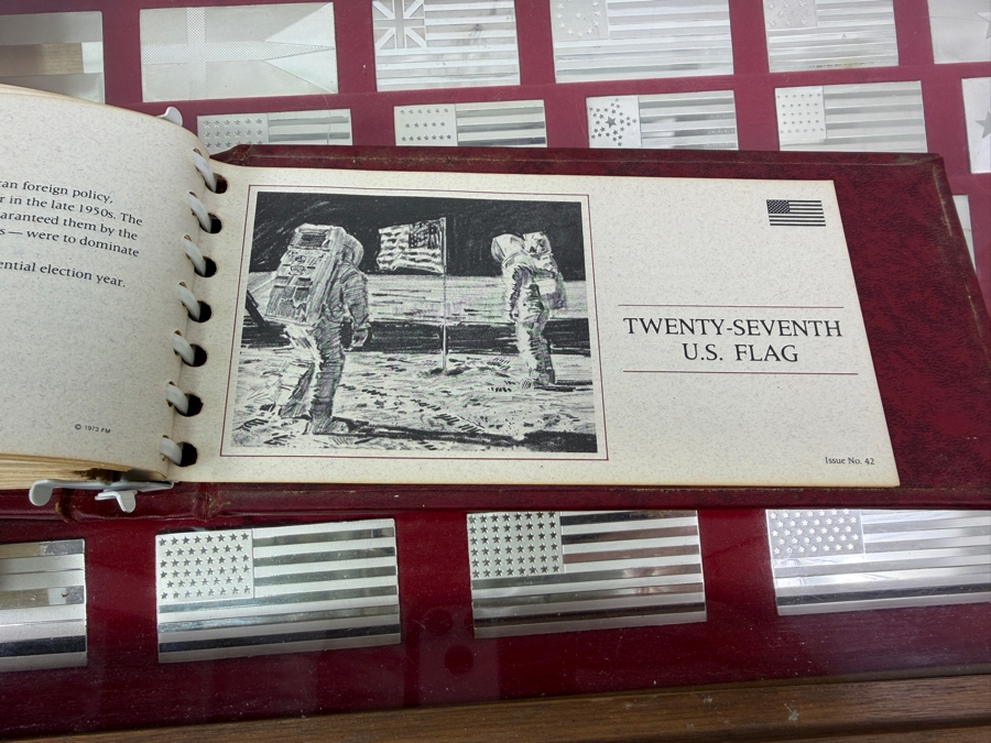 'The Great Flags Of America' Large Sterling Silver Ingot Set Struck By The Franklin Mint Featuring 42 Total United States Flag Sterling Silver Ingots Totaling 50,000 Grains (3,239.9g) Of Sterling Silver In A Walnut Display Case [$7,072 Silver Melt Value] [Photo 26]