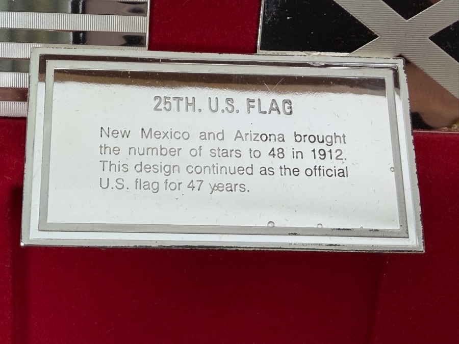 'The Great Flags Of America' Large Sterling Silver Ingot Set Struck By The Franklin Mint Featuring 42 Total United States Flag Sterling Silver Ingots Totaling 50,000 Grains (3,239.9g) Of Sterling Silver In A Walnut Display Case [$7,072 Silver Melt Value] [Photo 3]