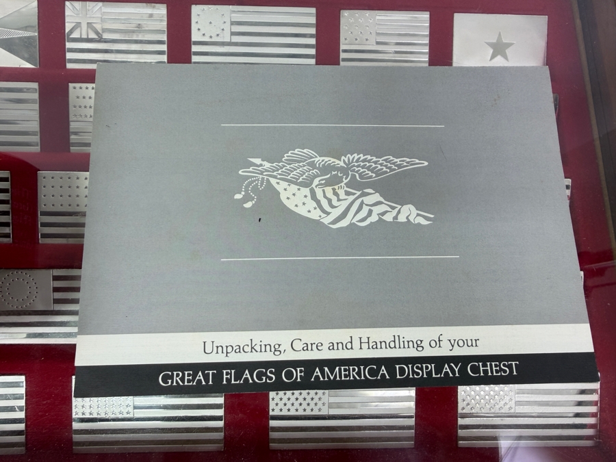 'The Great Flags Of America' Large Sterling Silver Ingot Set Struck By The Franklin Mint Featuring 42 Total United States Flag Sterling Silver Ingots Totaling 50,000 Grains (3,239.9g) Of Sterling Silver In A Walnut Display Case [$7,072 Silver Melt Value] [Photo 27]