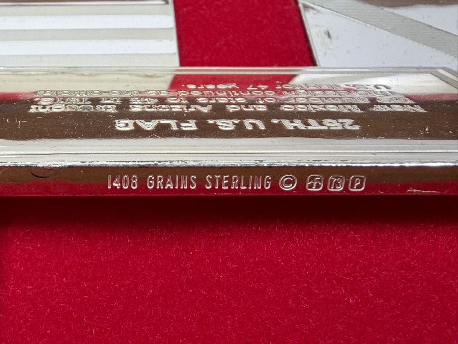 'The Great Flags Of America' Large Sterling Silver Ingot Set Struck By The Franklin Mint Featuring 42 Total United States Flag Sterling Silver Ingots Totaling 50,000 Grains (3,239.9g) Of Sterling Silver In A Walnut Display Case [$7,072 Silver Melt Value] [Photo 13]