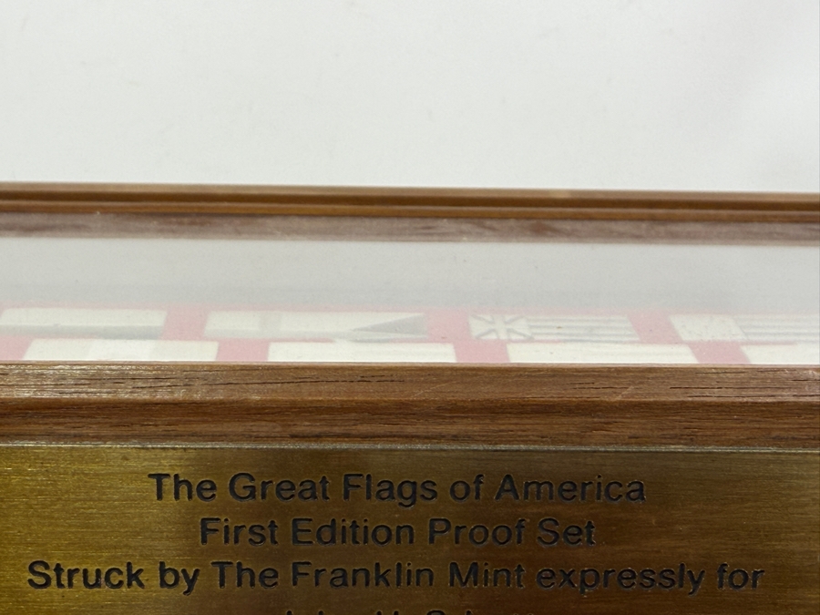 'The Great Flags Of America' Large Sterling Silver Ingot Set Struck By The Franklin Mint Featuring 42 Total United States Flag Sterling Silver Ingots Totaling 50,000 Grains (3,239.9g) Of Sterling Silver In A Walnut Display Case [$7,072 Silver Melt Value] [Photo 14]
