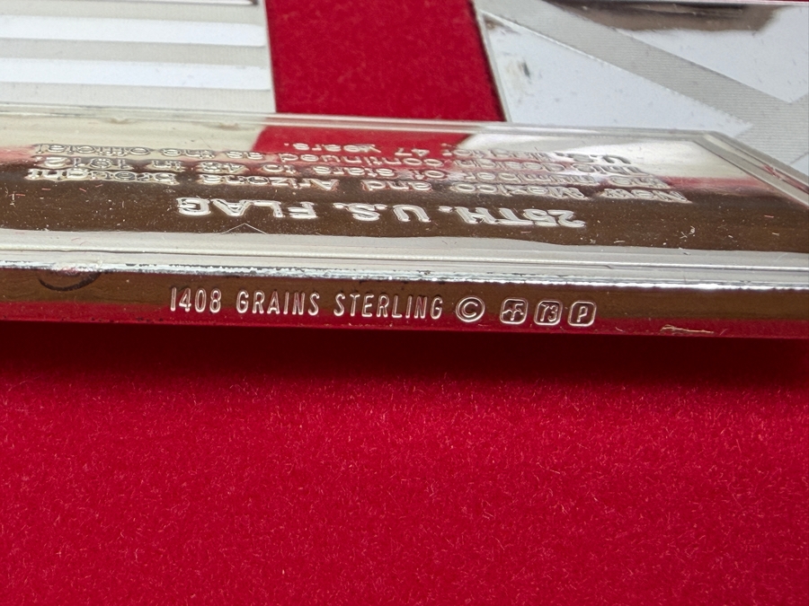 'The Great Flags Of America' Large Sterling Silver Ingot Set Struck By The Franklin Mint Featuring 42 Total United States Flag Sterling Silver Ingots Totaling 50,000 Grains (3,239.9g) Of Sterling Silver In A Walnut Display Case [$7,072 Silver Melt Value] [Photo 2]