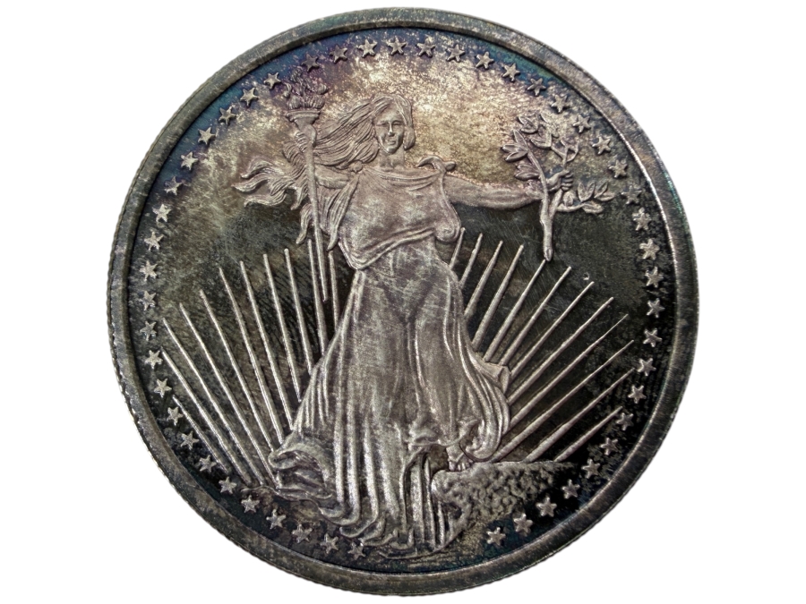 SilverTowne Liberty Eagle 1 Troy Oz .999 Fine Silver Round With Standing Liberty Design