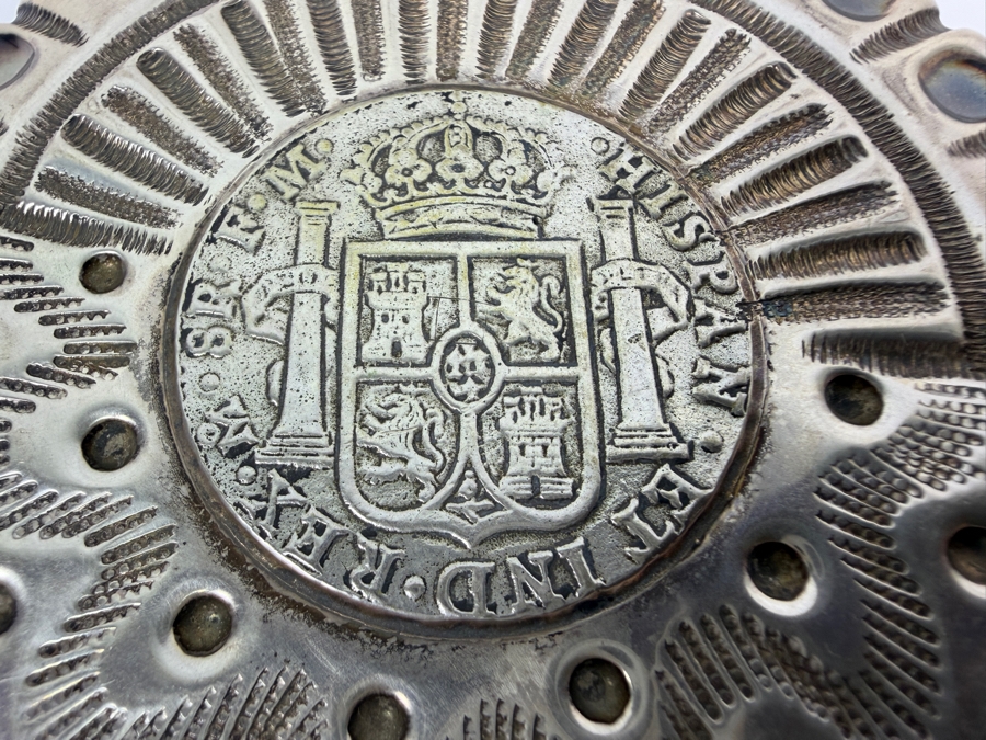 Spanish Silver Wine Taster Cup Tastevin Featuring A 1794 Carolus IIII Coin Inset In The Base 82.3g [Photo 8]