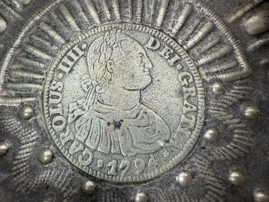 Spanish Silver Wine Taster Cup Tastevin Featuring A 1794 Carolus IIII Coin Inset In The Base 82.3g [Photo 5]