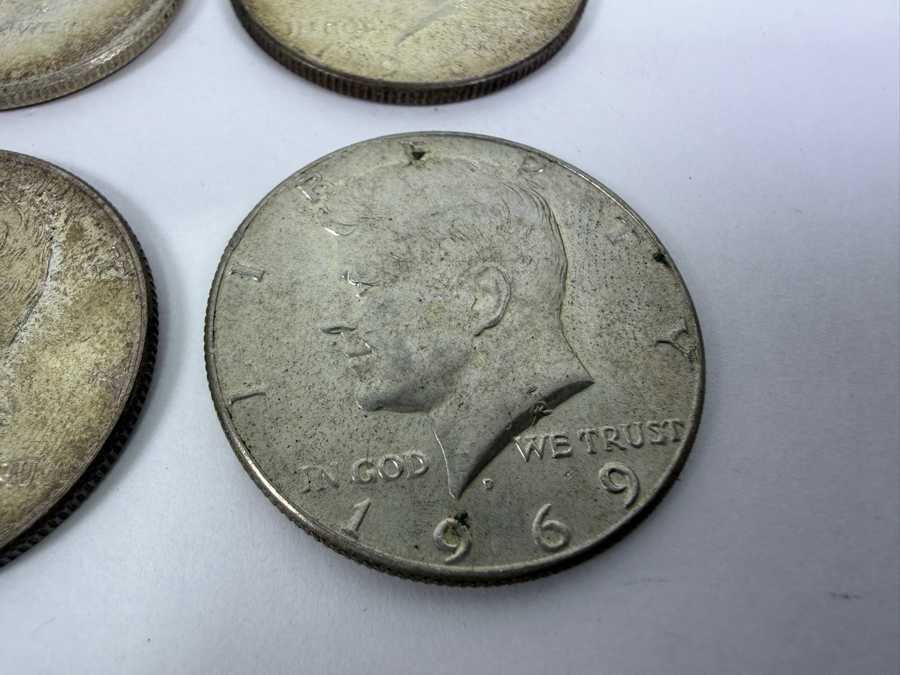(6) Kennedy Silver Half Dollars: (3) 1964, (1) 1967 And (2) 1969 [Photo 3]