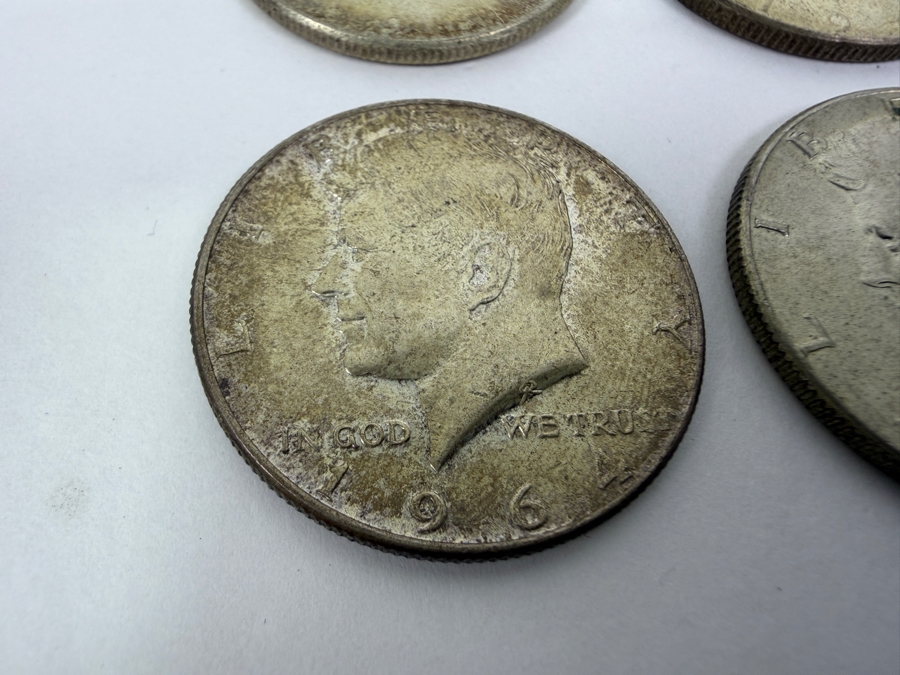 (6) Kennedy Silver Half Dollars: (3) 1964, (1) 1967 And (2) 1969 [Photo 2]