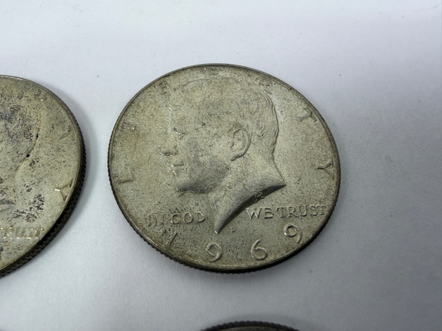 (6) Kennedy Silver Half Dollars: (3) 1964, (1) 1967 And (2) 1969 [Photo 7]