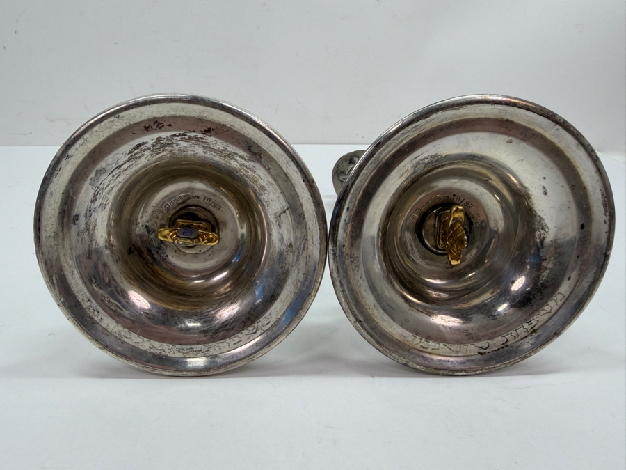 Rare Limited Edition Yossi Swed Masters Workshop Pair Of Heavy Solid Sterling Silver Candle Holders Candlesticks Premium Israeli Judaica Numbered 10 Of 99 9'H 681.7g [$1,488 Silver Melt Value] [Photo 12]