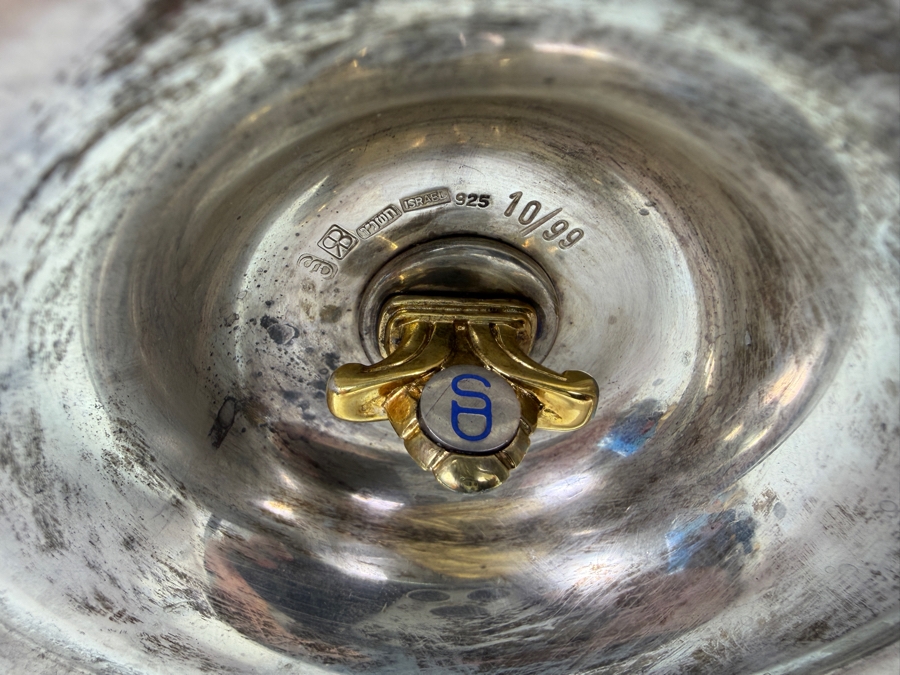 Rare Limited Edition Yossi Swed Masters Workshop Pair Of Heavy Solid Sterling Silver Candle Holders Candlesticks Premium Israeli Judaica Numbered 10 Of 99 9'H 681.7g [$1,488 Silver Melt Value] [Photo 13]