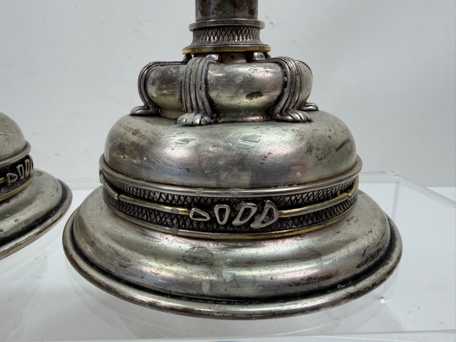 Rare Limited Edition Yossi Swed Masters Workshop Pair Of Heavy Solid Sterling Silver Candle Holders Candlesticks Premium Israeli Judaica Numbered 10 Of 99 9'H 681.7g [$1,488 Silver Melt Value] [Photo 8]