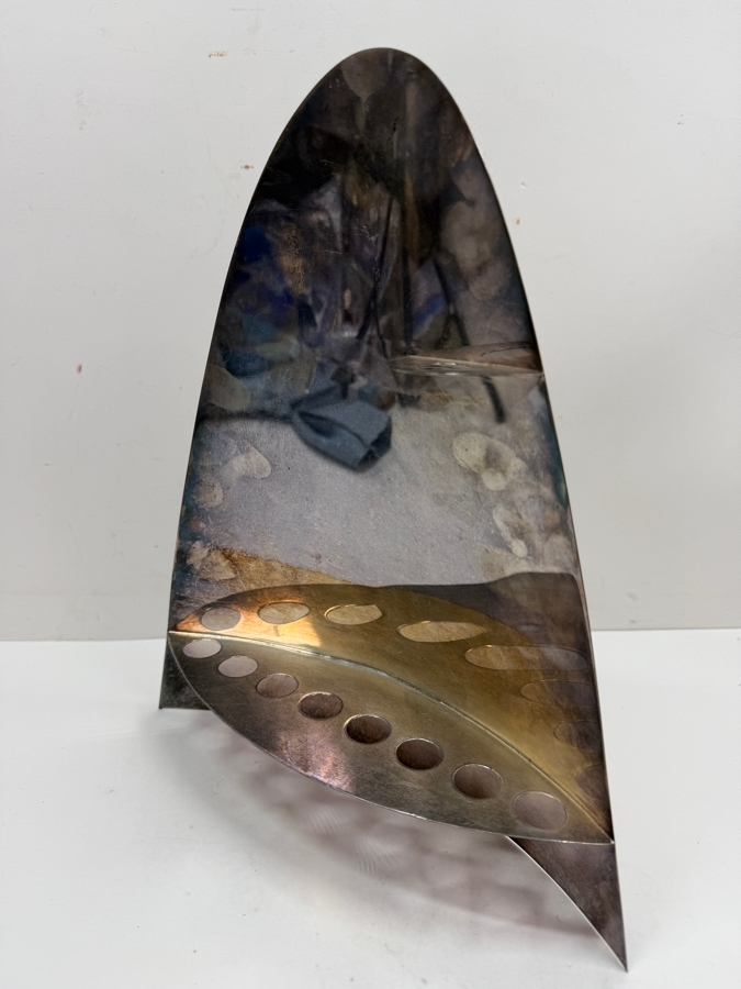 Luigi Del Monte Rare Limited Edition Sterling Silver Italian Modernist Hand Made Menorah Numbered 37 Of 250 - Missing The Candle Cups - 9.75'W X 11.75'H 534.3g [$1,166 Silver Melt Value] Retails $5,000 [Photo 3]