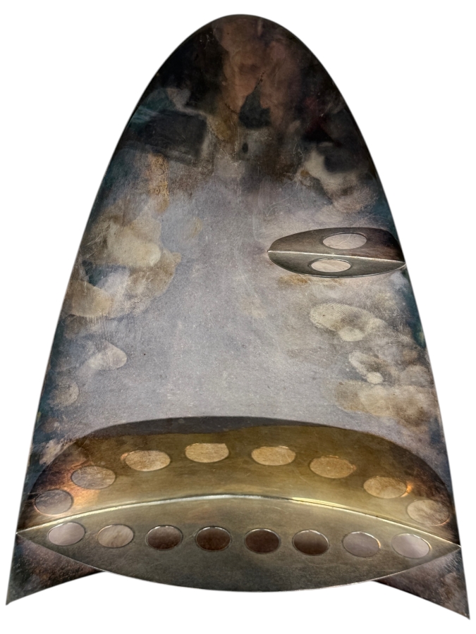 Luigi Del Monte Rare Limited Edition Sterling Silver Italian Modernist Hand Made Menorah Numbered 37 Of 250 - Missing The Candle Cups - 9.75'W X 11.75'H 534.3g [$1,166 Silver Melt Value] Retails $5,000