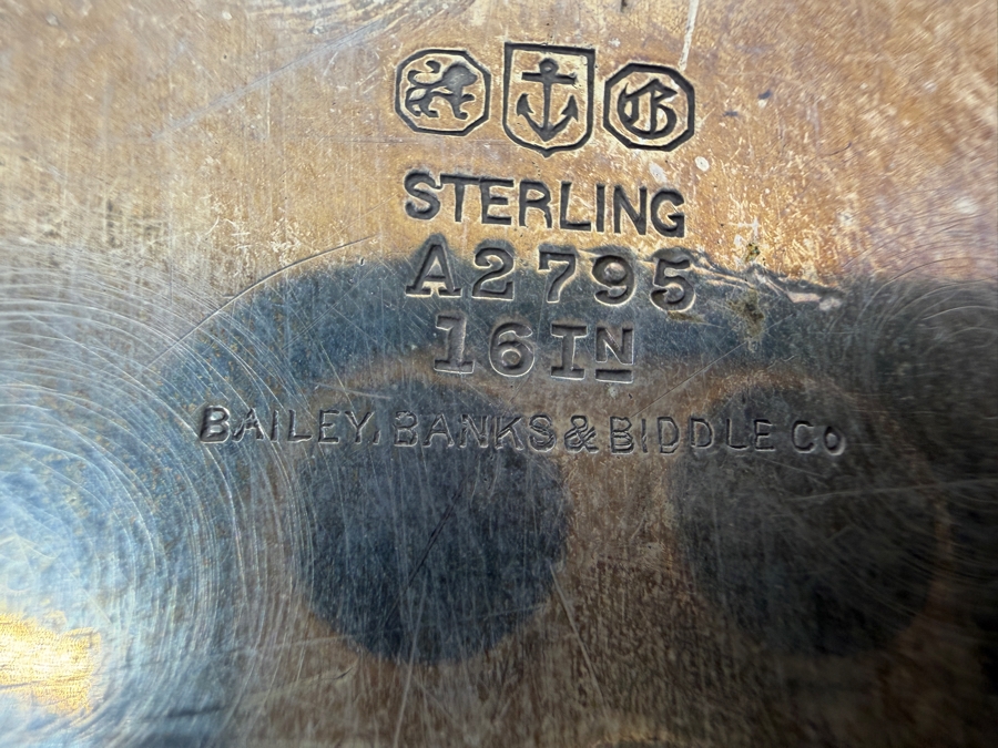 Vintage Bailey, Banks & Biddle Co Sterling Silver Tray 16.5W X 12D X 1H 905.1g [$1,975 Silver Melt Value] [Photo 6]