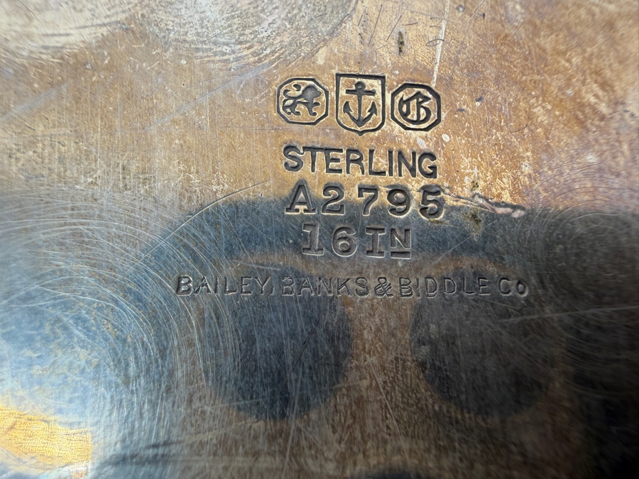 Vintage Bailey, Banks & Biddle Co Sterling Silver Tray 16.5W X 12D X 1H 905.1g [$1,975 Silver Melt Value] [Photo 5]