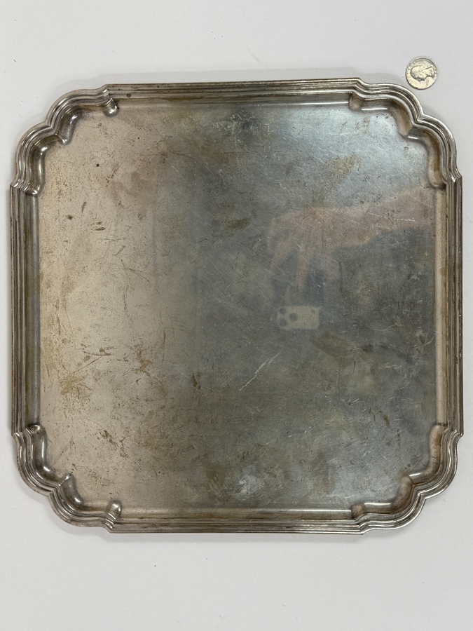 Vintage Tiffany & Co. Makers Sterling Silver Platter Tray 13.75' X 13.75' 1,536.7g [$3,627 Silver Melt Value]
 [Photo 5]