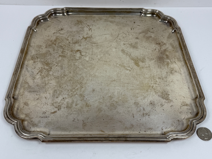 Vintage Tiffany & Co. Makers Sterling Silver Platter Tray 13.75' X 13.75' 1,536.7g [$3,627 Silver Melt Value]
 [Photo 6]