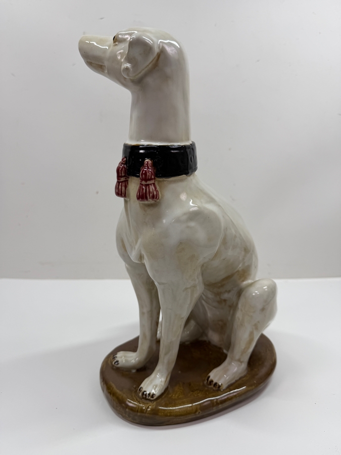 Vintage Hollywood Regency Whippet Pottery Dog Statue 8W X 6.5D X 14H (RSF) [Photo 3]
