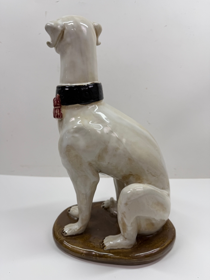 Vintage Hollywood Regency Whippet Pottery Dog Statue 8W X 6.5D X 14H (RSF) [Photo 4]