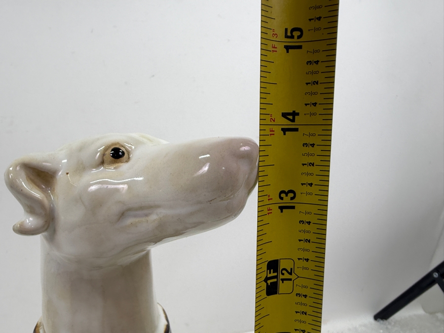Vintage Hollywood Regency Whippet Pottery Dog Statue 8W X 6.5D X 14H (RSF) [Photo 7]