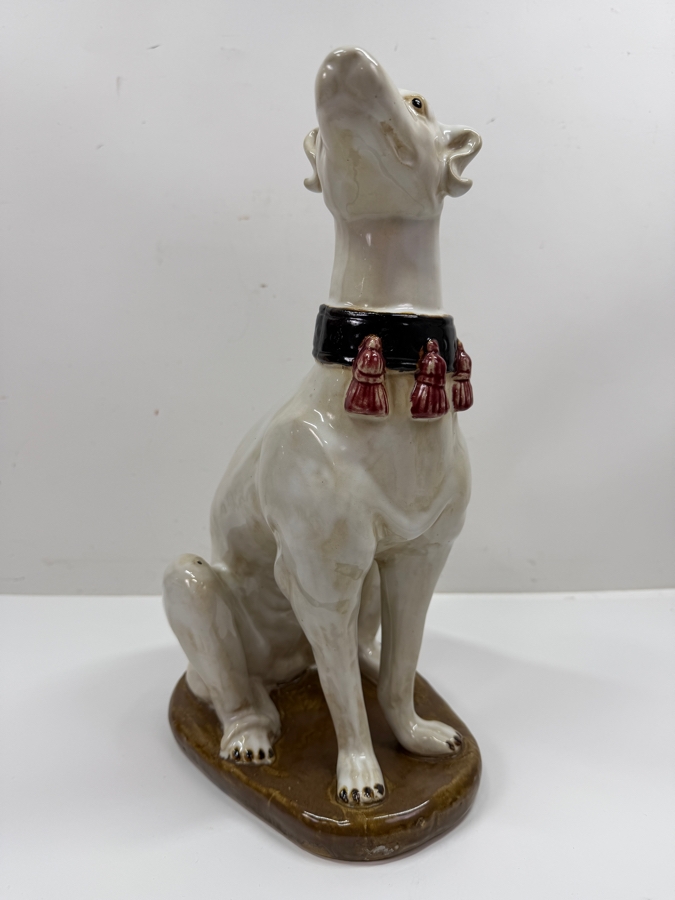 Vintage Hollywood Regency Whippet Pottery Dog Statue 8W X 6.5D X 14H (RSF) [Photo 2]