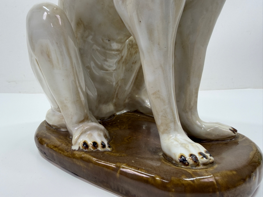 Vintage Hollywood Regency Whippet Pottery Dog Statue 8W X 6.5D X 14H (RSF) [Photo 9]