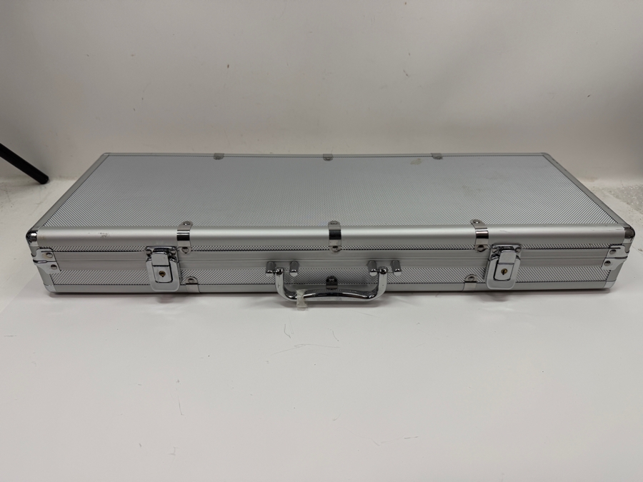 Poker Chip Set With 2 Playing Card Packs And Dice Cased In An Aluminum Carrying Case 24W X 9.5D X 3H [Photo 2]