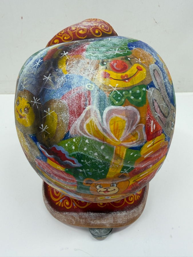 Vintage Russian Signed Hand Painted Carved Wooden Santa Figurine 6W X 7D X 8.5H [Photo 6]