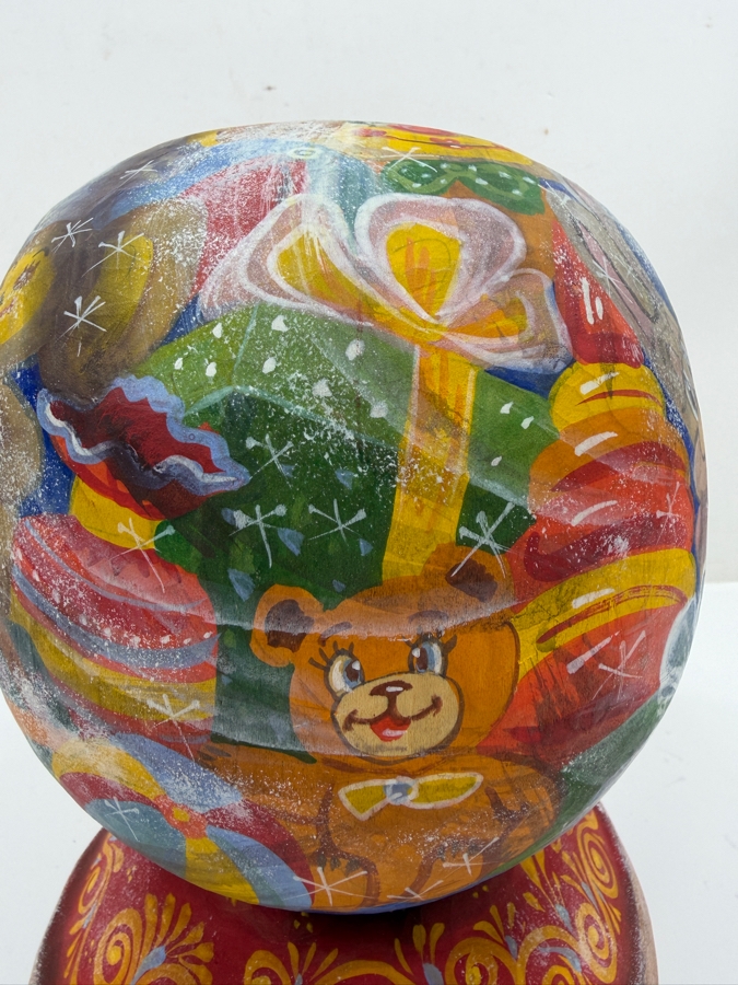 Vintage Russian Signed Hand Painted Carved Wooden Santa Figurine 6W X 7D X 8.5H [Photo 5]