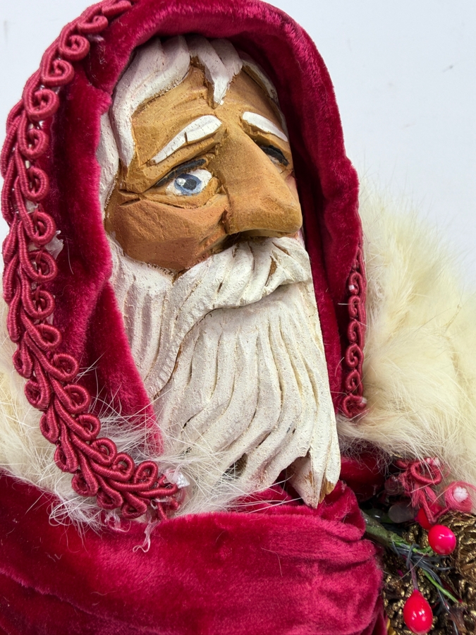 Vintage Hand Carved Wooden Santa Claus Figurine 12.5'H [Photo 6]