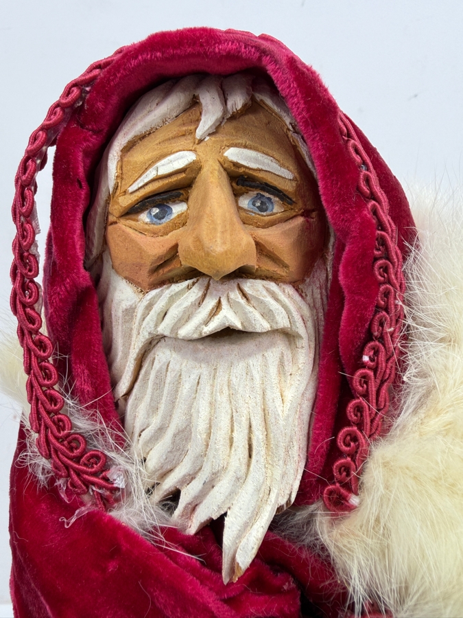 Vintage Hand Carved Wooden Santa Claus Figurine 12.5'H [Photo 2]