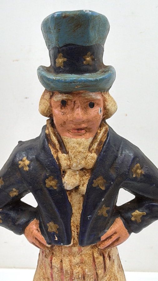 Cast Iron Hand Painted Uncle Sam Figural Doorstop 9.25'H [Photo 3]