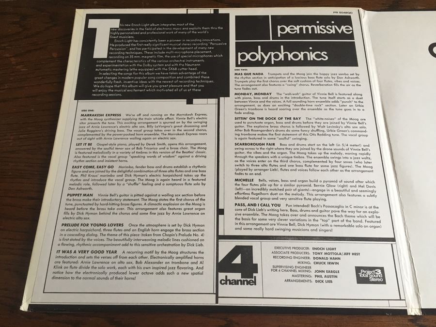 Enoch Light And The Light Brigade ‎- Permissive Polyphonics - Project 3 Total Sound ‎- PR 5048 QD - Quadraphonic [Photo 3]