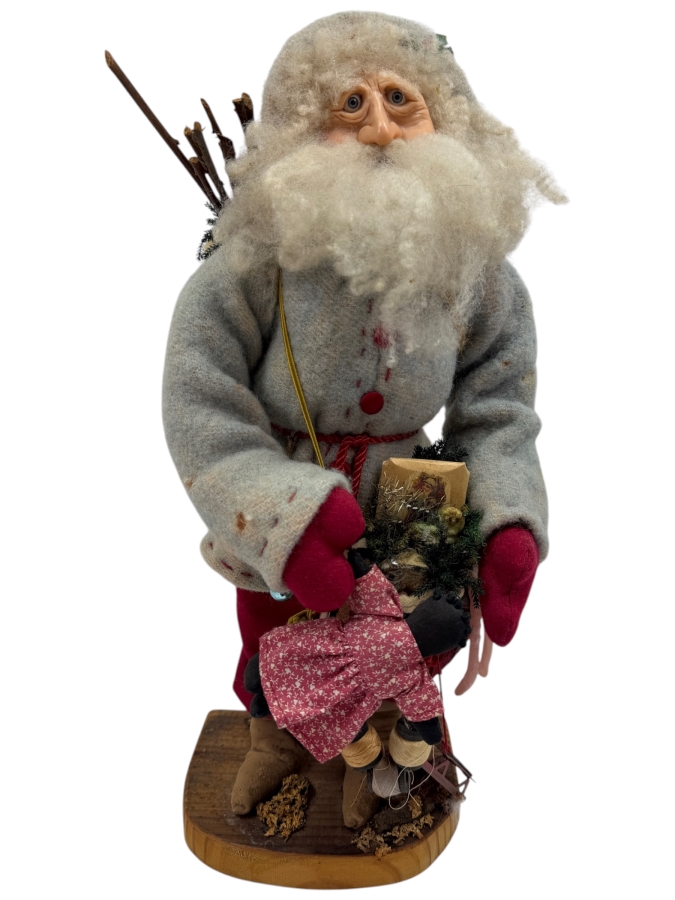 Signed Limited Edition 'Storytellers' By Phyllis Santa Claus Statue Titled 'Zeb' And Numbered 60 Of 150 Dated 1993 17.5'H