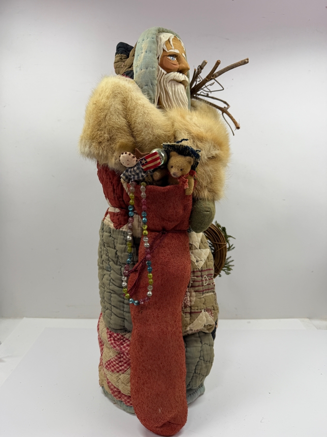 Signed Hand Carved Wooden Santa Claus Statue By Pam & Terry Montandon 1992 Fredericksburg, TX 25'H [Photo 4]