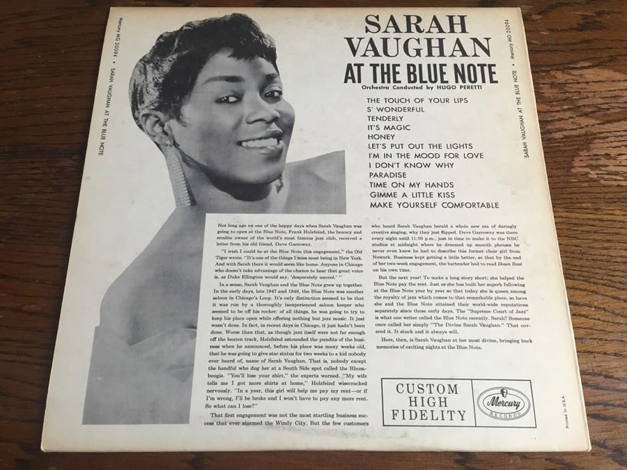 Sarah Vaughan ‎- At The Blue Note - Mercury ‎- MG 20094 [Photo 2]