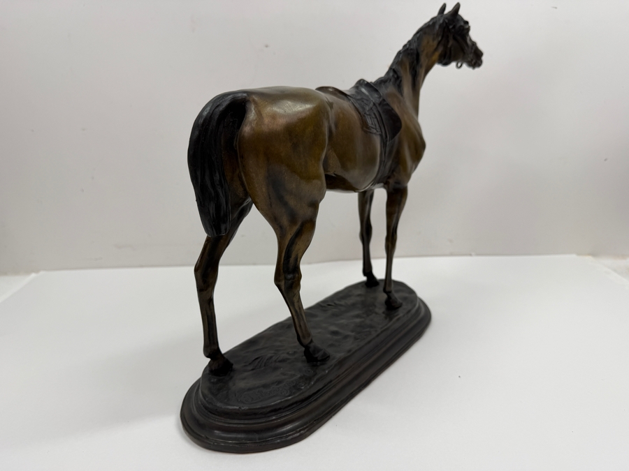After Jules Moigniez (1835-1894, French) Signed Bronze Sculpture Of A Standing Horse With Side Saddle 14'W X 4'D X 12'H (RSF) [Photo 14]