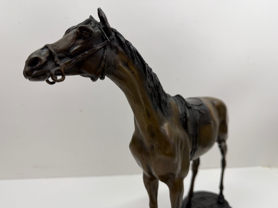 After Jules Moigniez (1835-1894, French) Signed Bronze Sculpture Of A Standing Horse With Side Saddle 14'W X 4'D X 12'H (RSF) [Photo 5]