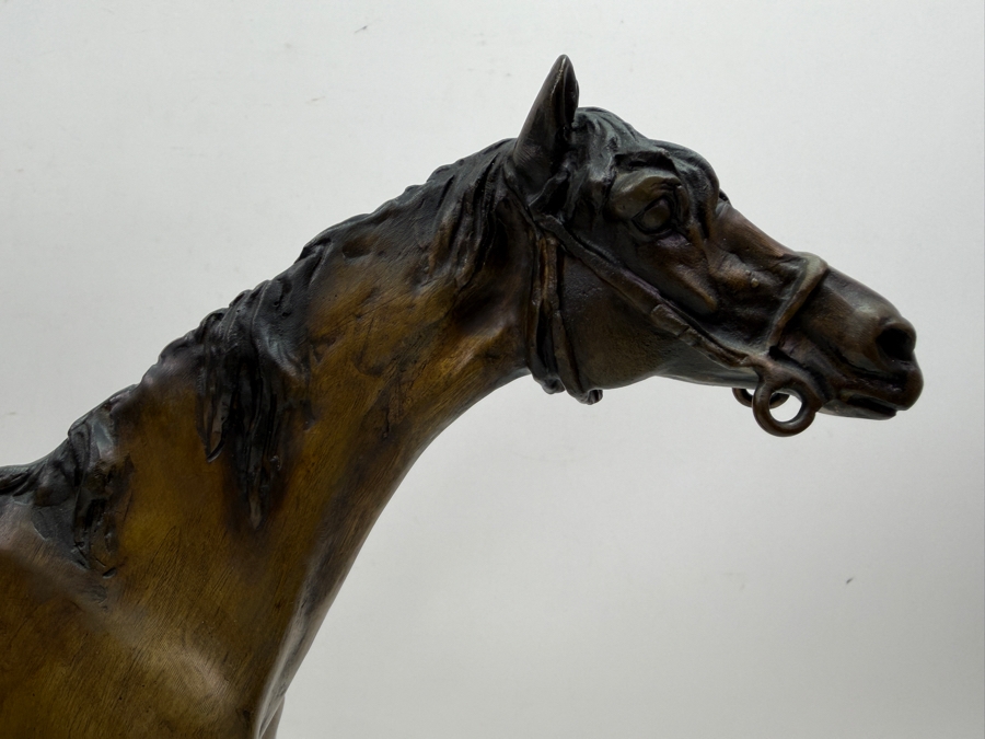 After Jules Moigniez (1835-1894, French) Signed Bronze Sculpture Of A Standing Horse With Side Saddle 14'W X 4'D X 12'H (RSF) [Photo 8]