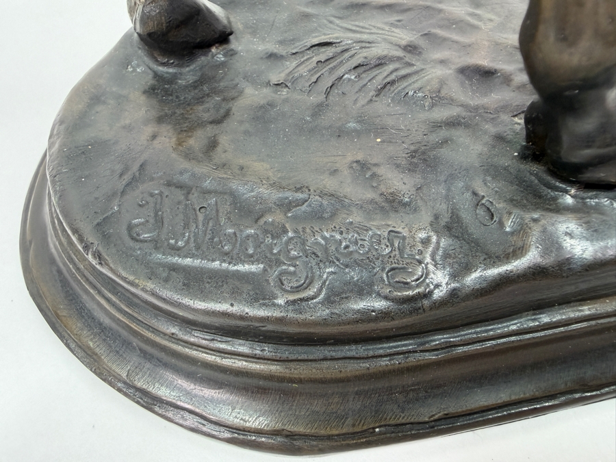 After Jules Moigniez (1835-1894, French) Signed Bronze Sculpture Of A Standing Horse With Side Saddle 14'W X 4'D X 12'H (RSF) [Photo 10]