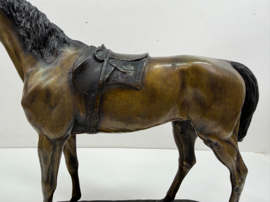 After Jules Moigniez (1835-1894, French) Signed Bronze Sculpture Of A Standing Horse With Side Saddle 14'W X 4'D X 12'H (RSF) [Photo 3]