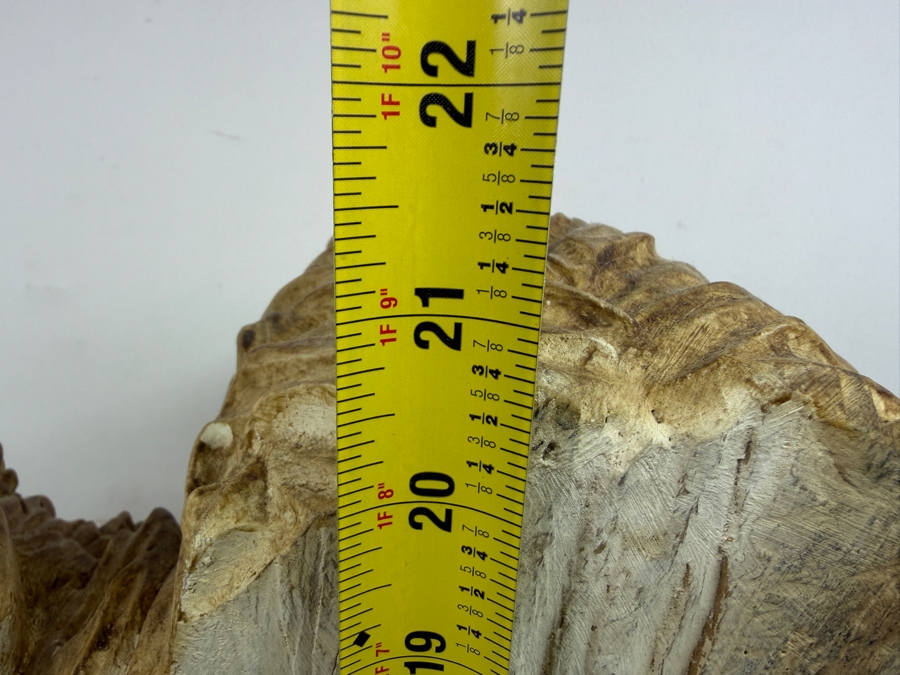 Large Vintage Hand-Carved Wooden Cherub Wall Applique Holding Basket Of Fruit And Wine 18'W X ^'D X 21.5'H [Photo 11]