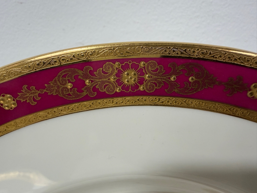 Antique Minton H3995 For Tiffany & Co. Fine China Dinner Service Set With Gold Encrusted Burgundy Rim (RSF) [Photo 3]